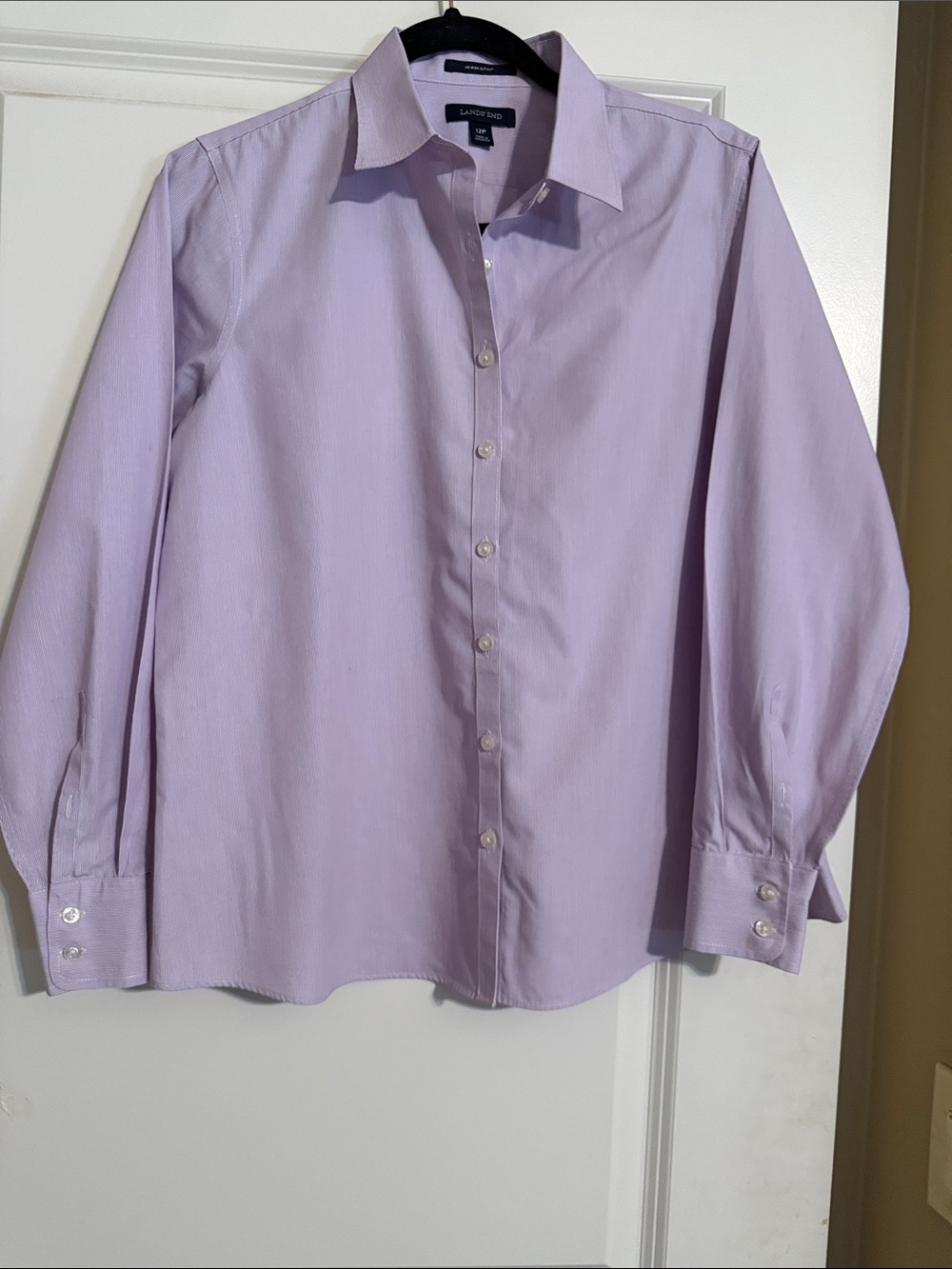 Lands' End Light Lavender 100% Cotton Women’s Non Iron Dress Shirt